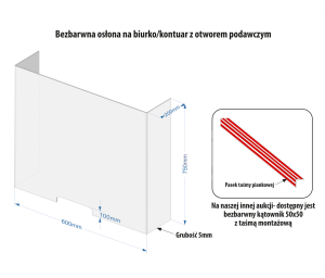 Osłona Z PETG V1 gr. 5mm 60/75/20 cm Krawędzie Bez Obróbki